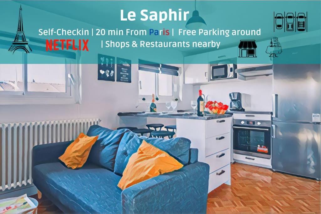 Le Saphir - 20Min From Paris & Cdg Airport - 2 Bathrooms - 2 Desks 德朗西 外观 照片